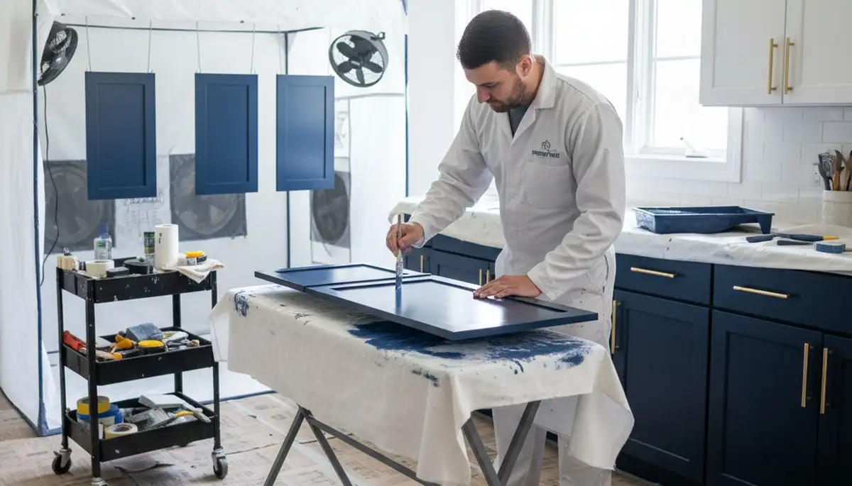 Professional kitchen cabinet painting in Chicago IL with durable refinishing by expert painters
