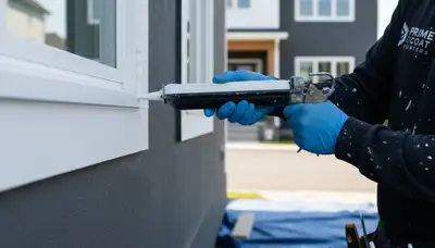 Professional caulking and sealing on Chicago, IL home exterior for weather and moisture protection