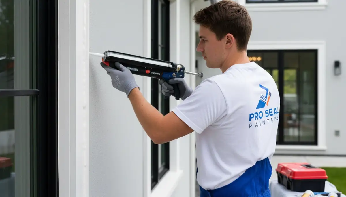 Professional caulking and sealing on Chicago IL home exterior for weather and moisture protection
