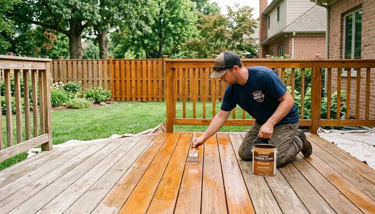 Professional deck and fence staining in Chicago IL enhancing outdoor wood with durable weather protection