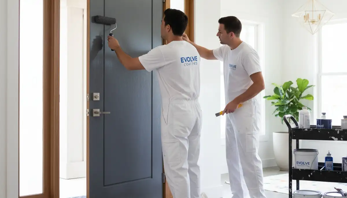 Professional door painting service in Chicago IL showcasing expert exterior refinishing craftsmanship