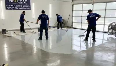 Professional epoxy floor coating in Chicago IL garage by local house painting experts