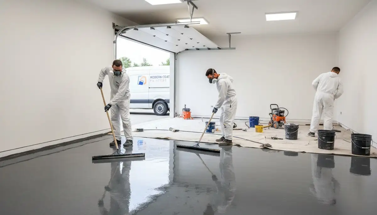 Epoxy floor coating for garage in Chicago IL by professional house painters