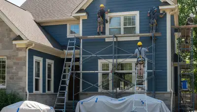 Exterior house painting in Brookfield, IL by Chicago painters enhances curb appeal and weather protection