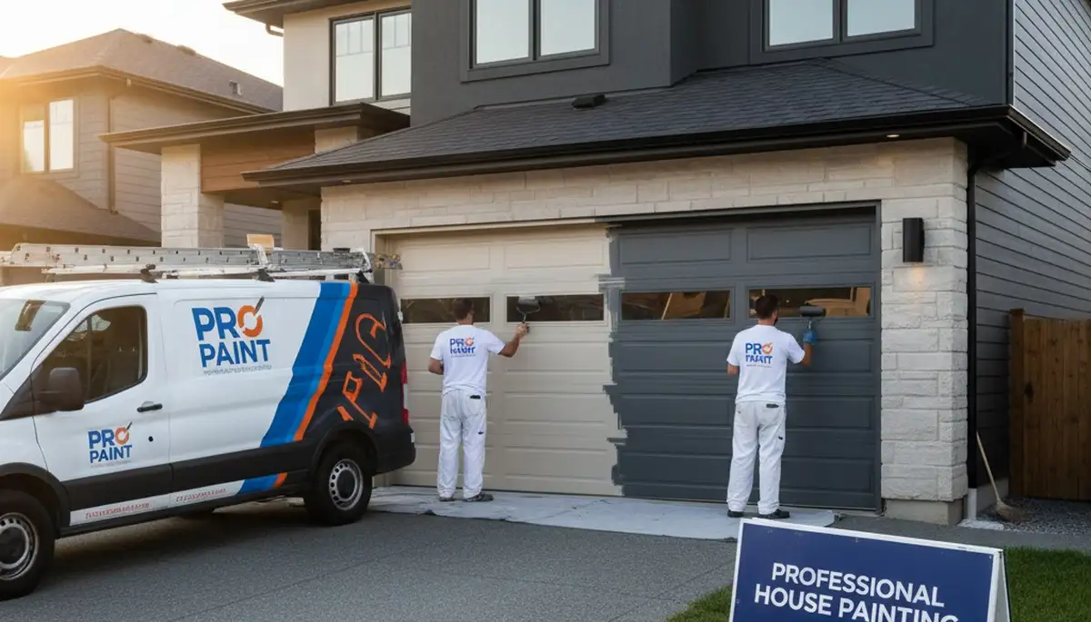 Professional garage door painting in Chicago IL by expert house painters for lasting curb appeal