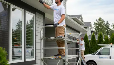 Professional gutter painting on a Chicago IL home exterior by expert house painters