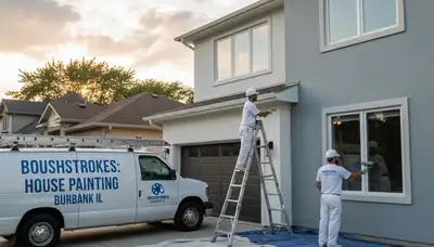 Professional house painters working on residential exterior in Chicago IL