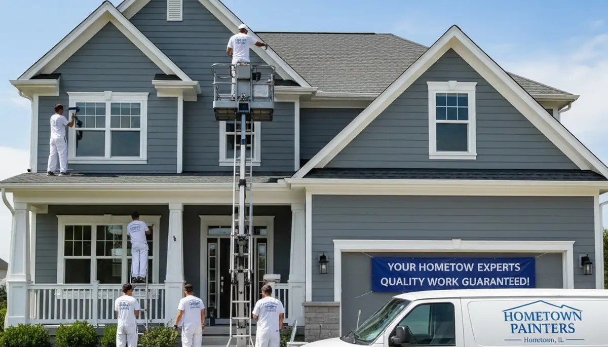 Professional house painters working on residential exterior in Chicago IL