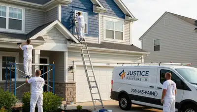 Professional house painters working on residential exterior in Chicago IL
