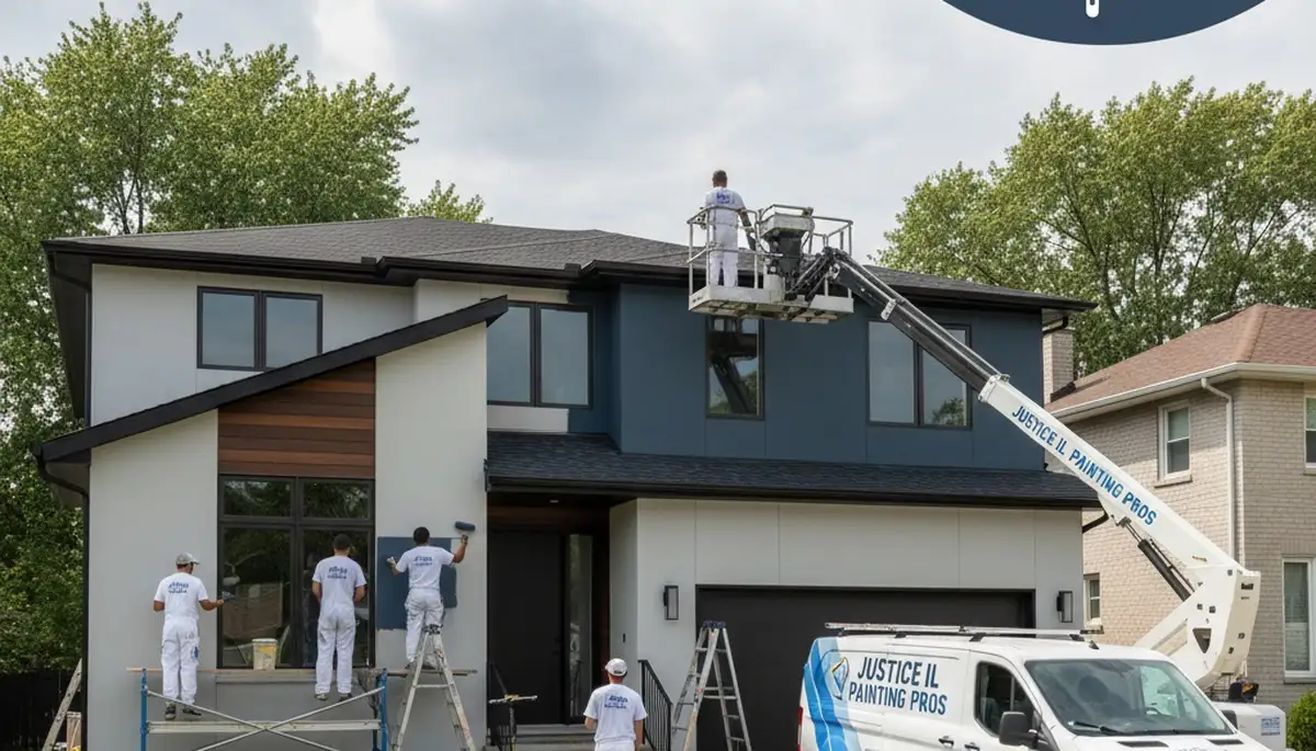 Professional house painters working on exterior home painting in Chicago IL