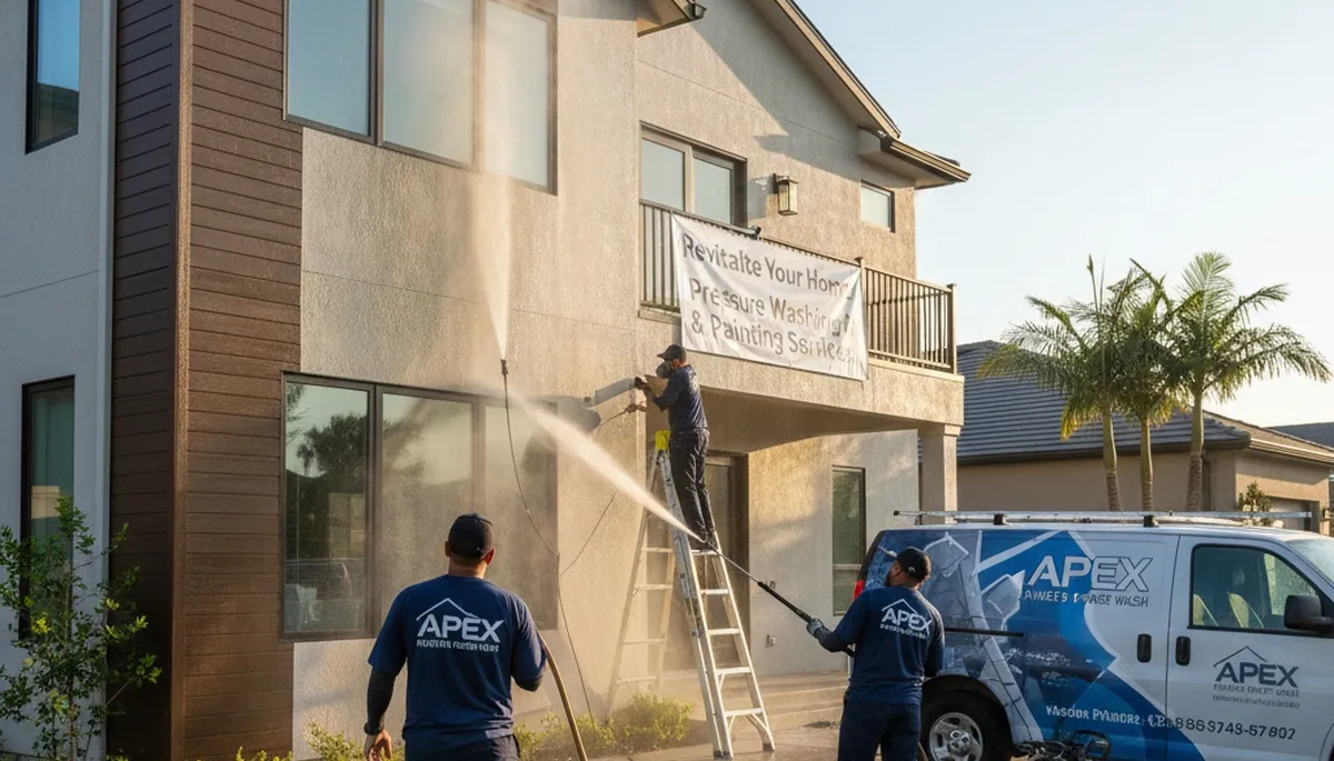 Professional pressure cleaning on Chicago, IL home exterior by expert local house painters