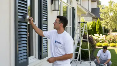 Professional shutter painting on Chicago home exterior by expert painters, enhancing curb appeal