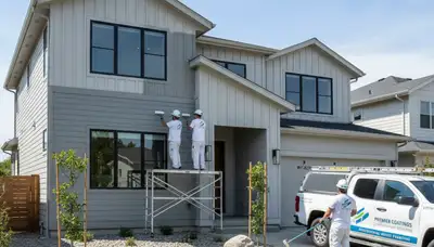 Professional siding painting on a Chicago IL home by expert local house painters