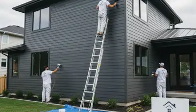 Professional siding painting on a Chicago IL home by expert exterior house painters