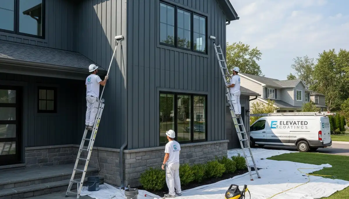 Professional siding painting on Chicago IL home by expert local house painters