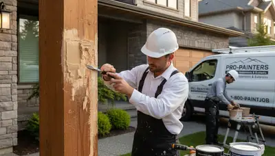 Professional wood rot repair on Chicago home exterior by expert house painters