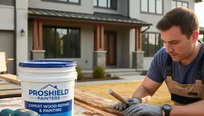 Professional wood rot repair on Chicago home exterior by expert house painters