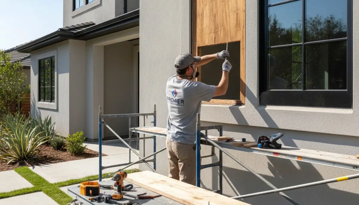 Professional wood rot repair on Chicago home exterior by expert painters restoring damaged siding